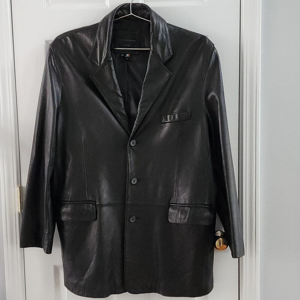 Knoles & Carter Y2K Italian Lambskin Leather Blazer Black Sz. 3XL